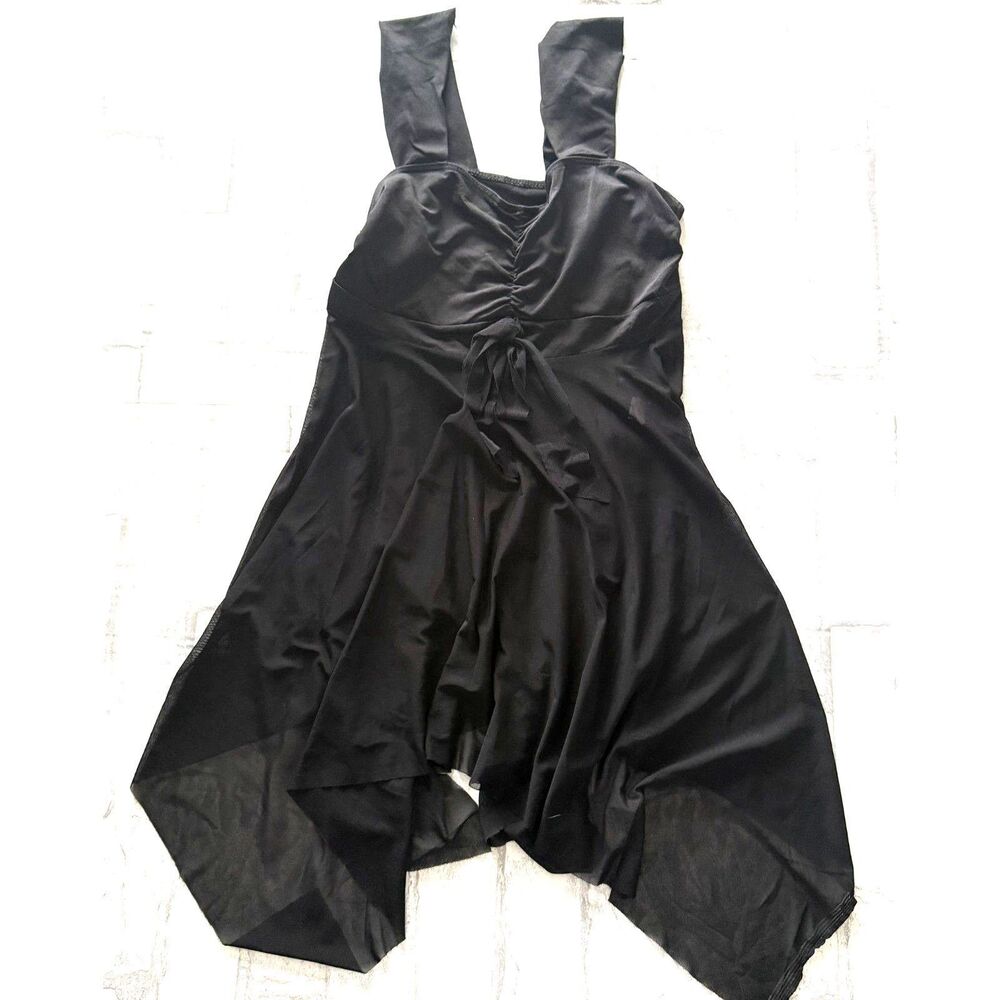 Chic Y2K Black Sleeveless Asymmetrical Ruched Flowing Drapey Womens Top Sz XS